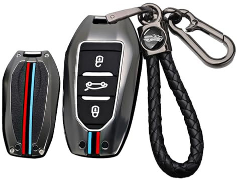 ontto Coque de clé pour Peugeot 308 408 508 2008 3008 4008 5008 pour Citroën C4 C6 C3-XR Picasso Grand DS5 Opel Métal Coque de Protection pour clé de Voiture Porte-clés Coque de Protection de clé A