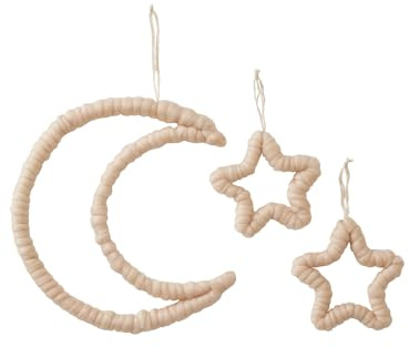 VERTBAUDET Wanddekoration, Mond und Sterne, Wolleffekt, Beige, TU