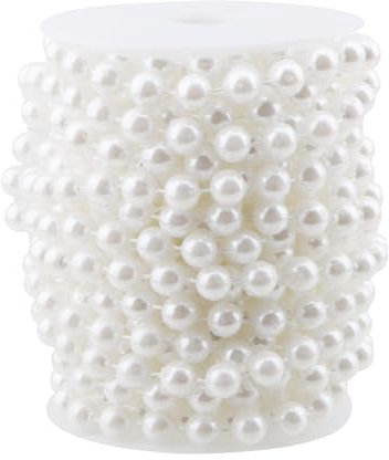 NAMYEUT 10MM Perlenband Weiß, Lang 10m, Perlengirlande, Perlenkette Basteln, Perlenschnur Deko, Kunstperlenkette, für DIY Bastelarbeiten, Partys, Hochzeiten, Geburtstage