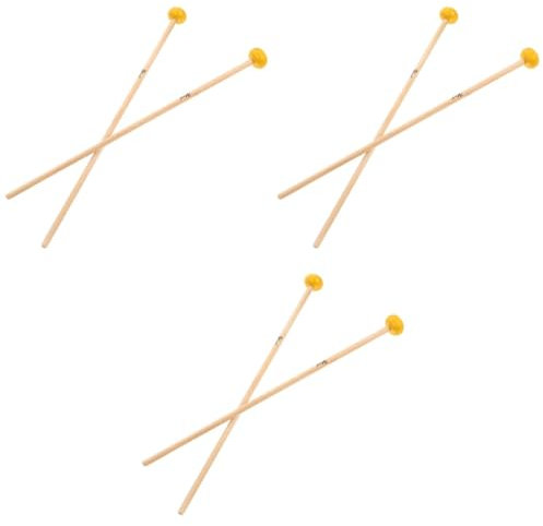 ibasenice 3pairs Handle Tip Mallet for Glockenspiel Percussion Stick for All Instruments Maple Wood Material for Musicians and Beginners