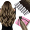 YoungSee Echthaar Extensions Tape Ombre Extensions Echthaar Tape 45cm Dunkelbraun Ombre Blond Haarverlangerung Echt Haar Tapes Nahtlos Tape-in Haarextension Remy Menschenhaar 50g #4/18/4