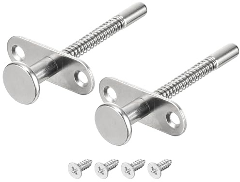 sourcing map Plunger Latches, 6.5x80mm/0.26x3.15inch Steel Spring-Loaded Bolt Plunger Latch for Furniture Bed Door, 2Pcs