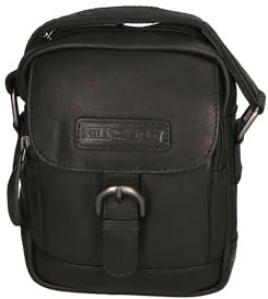 Hill Burry Umhängetasche für Herren. Modeprodukt. Außenmaterial: Echtes Leder. Modische Tasche. HILB-HT05-BLACK. 17x22x7 cm