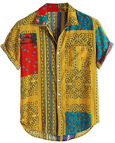 Prime Big Deal Days October 10-11 Chemisette Homme Été sans Repassage Tee Shirt Homme Tropical Chemise Homme Mise Au Green Chemisette Fantaisie Homme Grande Taille Chemise Rigolote Homme Buy Again