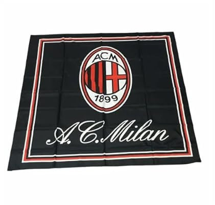 Bandiera Milan Bandiera Rosso Nera con Logo Milan 140 x 140 cm Bandierone Senza Asta