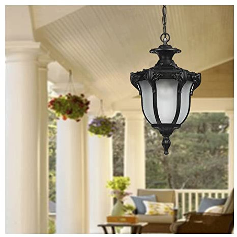 Modern Pendelleuchte Vintage regenfeste Außen-Pendelleuchte aus Metall, Milchglas, Hängelaterne, Außendecke, Kronleuchter, Innenhof, Pavillon, Korridor, Veranda, Eingangsbereich, Terrasse, dekorativ(Z