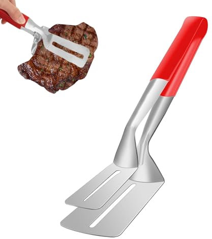 GUOYOU Pinzas para Bistec Pinzas para Filete de Acero Inoxidable Pinzas de Cocina de Comida Multifunción Pinzas para Parrilla Pinzas de Filete Espátula de Doble Cara para Carne Bollos y más