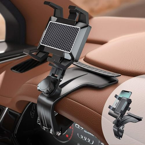 OUBELI Supporto per Telefono per Auto,Nuovo 2024 Supporto Multifunzione per Cruscotto Auto Specchietto Retrovisore con Clip a Molla Regolabile a 360°, Adatto per tutti gli smartphone da 3 a 7 Pollici