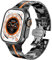 DEALELE Strap Compatible with Apple Watch 41mm 40mm 38mm, Thin Iron Man Stainless Steel Metal Replacement Bands for iWatch Series 9/8 / 7/6 / 5/4 / 3 / SE Women Men, Black-orange