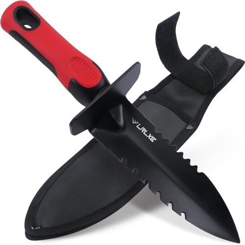 Metal Detecting Shovel, Heavy Duty Double Serrated Edge Digger, Metal Detecting Digging Tool with Sheath, for Metal Detecting Digging, Belt Mounted, Loose Soil Planting Gardening Accessories