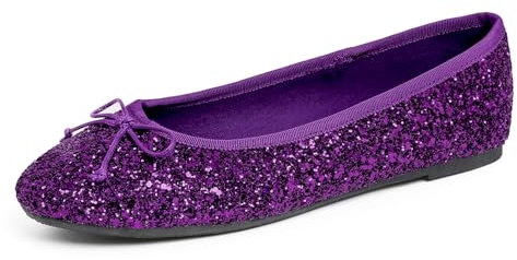Feversole Ballerina in Vernice Colorata con Cuscino in Memory Foam per amaretti da Donna Glitter Viola 37 EU