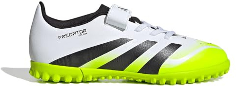 adidas Predator Club Hook-and-Loop Turf Football Boots Kids, FTWR White/core Black/Lucid Lemon, 5.5 UK Child