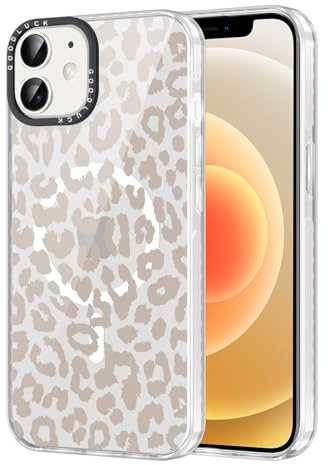 Kueqeay Handyhülle Magnetisch für iPhone 11 6,1 Hülle, Transparent Aesthetic Leopard Muster Kompatibilität mit MagSafe Schutzhülle Kratzfest Dünn PC Rückseite Stoßfest Silicone TPU Bumper Cover, 15