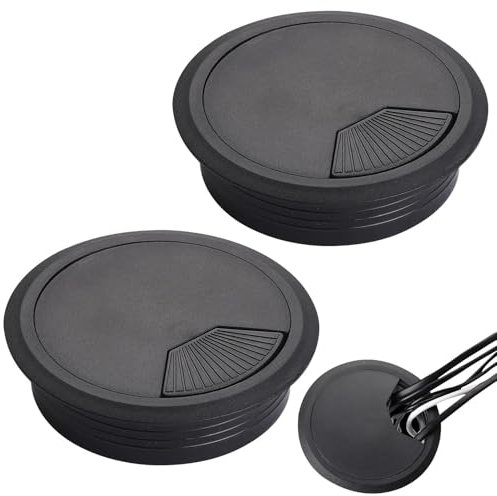 Kabeldurchführung schreibtisch, 2 Stück 80mm Kabeldurchlass Kabeldurchführung schreibtisch Schwarz Steckdosen Abdeckung Kunststoff für Tisch Office Schreibtische