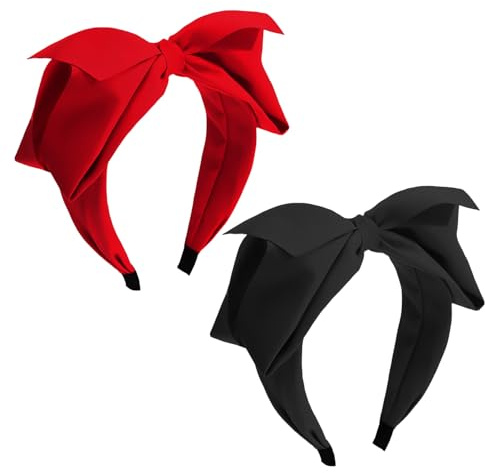 2 Stück Schleifen-Stirnbänder, Retro-Stirnbänder, Breite Stirnbänder, Haarschmuck-Accessoires, Süße Stirnbänder, Damen-Haar-Accessoires