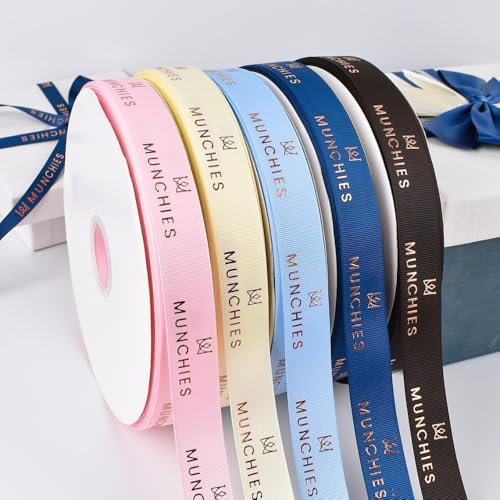 Cinta de satén personalizada con logotipo impreso para bodas, sombreros de paja, baby shower y flores, pulsera de bricolaje (impresión de 50 yardas)