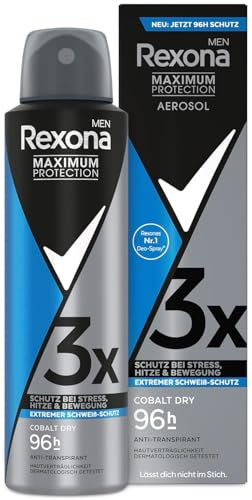 6x Rexona Men Maximum Protection Deospray Cobalt Dry Antitranspirant mit 96 Stunden Schutz vor Schweiß und Körpergeruch gegen starkes Schwitzen und Körpergeruch,150 ml (6er Pack)