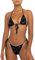 Aretas Schwarz Floral Bikini Damen Set Zweiteiliger Neckholder Triangel Sexy Tanga String Push Up Badeanzug Bademode Seitlicher Schnürung Brazilian Style Verstellbare