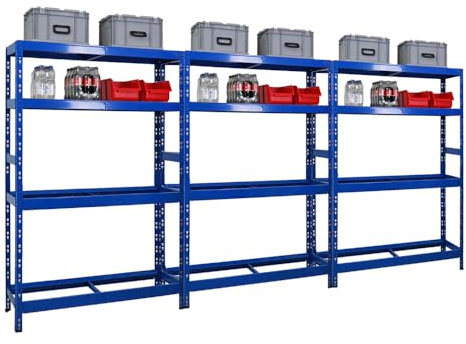 PROREGAL Mega Deal 3X Reifenregal Tiger HxBxT 180x120x40 cm bis zu 12 Reifen auf 2 Ebenen mit 2 Fachboden Blau Reifenständer