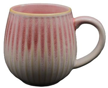 Saumo 480ml Hochwertige Handgefertigte Kaffeetasse aus Porzellan - Kaffee & Tee Tasse in Modern Vintage Design - große Kaffeebecher mit großem Henkel LFGB Zertifiziert Rosa