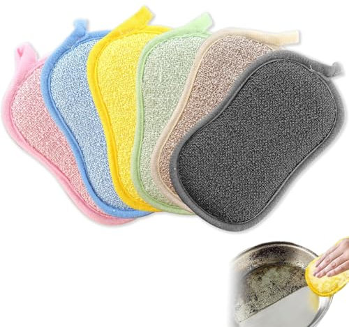 KYLOS Estropajos de Cocina 6 Unidades - Esponja Doble Cara Reutilizable - Tamaño 16x9x2 cm - Limpieza Suave para Cubiertos, Cristal y Superficies Delicadas