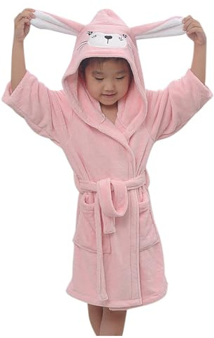 DeHolifer Accappatoio Bambini e Ragazzi Vestaglia in Cotone Accappatoi Forme Animali Poncho con Cappuccio e Tasche Asciugamani da Bagno Vestaglie con Cintura Asciugamano Inverno Caldo Abbigliamento