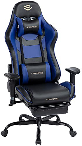 Fantasylab Gaming Stuhl PU-Leder, Gaming Sessel mit Fußstütze, Ergonomischer PC Stuhl,Gamer Stuhl verstellbare Armlehnen,Bürostuhl 200 kg