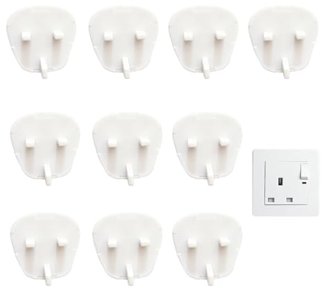 10Pcs Plug Socket Covers UK, 3 Pin Outlet Plug Cover | Durable Reusable Socket Covers, Safety Sockets Protector for Home, School