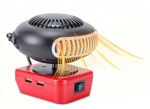 YUEHISY Cordless Small Space Heater, 360° Rotatable Portable Heater with 2 USB Outputs, for Camping, Car, Indoor Use