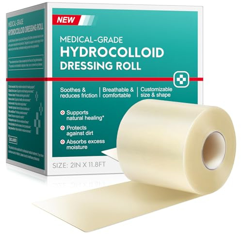 Hydrokolloid Pflaster Rolle 5cm x 3,6m – Zuschneidbarer Hydrokolloid Wundverband, Wasserfest & Hautfreundlich, Selbstklebende Wundauflage für Blasen, Schürfwunden, Kleine Schnitte & Hautschutz