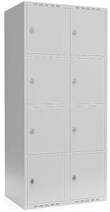 kaiserkraft | 4er-Schließfachschrank Fydor | 2 Abteile | lichtGrau | B 800 mm | Flache Dachform | Vorhängeschloss