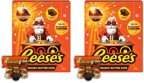 Reese's Peanut Butter Adventskalender | Erdnussbutter umschlossen von Milchschokolade | Alles außer gewöhnlich |Weihnachtscountdown mit Reese‘s | 1 x 242g (Packung mit 2)
