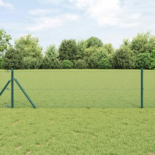 QUAHEAS Valla de alambre soldada verde 2500 x 60 cm, valla de jardín con protección visual, doble varilla de metal, panel de rejilla para terraza, balcón, jardín delantero, exterior