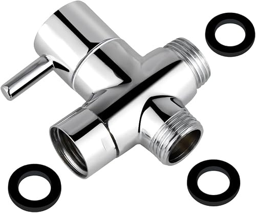 Vanne 3 Voies G1/2 en Laiton Massif, Vanne en T pour Douchette, Robinet 3 Voies WC avec Adaptateur de Raccordement, Vanne d'Arrêt Chromée pour Douche, Système Sanitaire et Salle de Bain