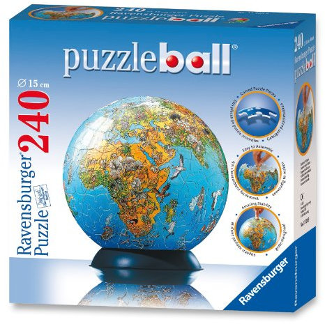 Ravensburger Puzzleball 240 Teile illustrierte Weltkarte