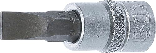 BGS 2495 | Bit-Einsatz | Schlitz 6,5 mm | Antrieb Innenvierkant 6,3 mm (1/4) | Länge 38 mm | Chrom-Vanadium-Stahl | Verchromt, matt | mit Rändelung