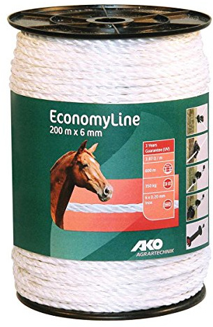 AKO Fencing Elektroseil 500m, 6mm, 6X 0,20 NIRO, weiß