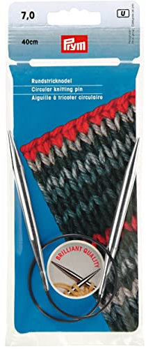 Prym 212190 Rundstricknadeln MS 40 cm 7,00 mm silberfarbig Rundstricknadel, Messing, 7 mm