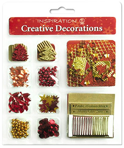 Ursus 56300015 - Creative Decorations, Christmas, rot/gold, Accessoires zum Selbstgestalten, hochwertige Materialien, unterschiedliche Farben und Sortierungen, zum Verzieren von Karten