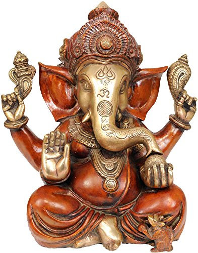 Exotic India Statue Lord Ganesha mit großen Ohren, Messing