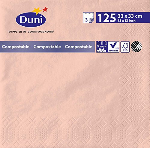 Duni 174173 3-lagig Tissue Servietten, 33 cm x 33 cm, Mellow Rose (1000 Stück)