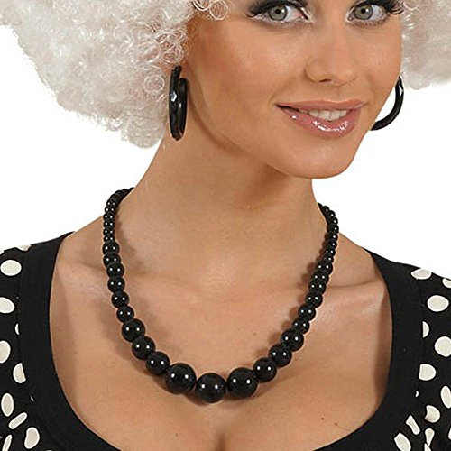 PARTY DISCOUNT Perlenkette, 70er Jahre, schwarz