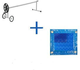 International Pool Protection Thermodecke, Set mit 400 Mikron Geo Bubble mit Rundumverstärkung (8 x 4 m) + Teleskoprolle 81 mm.