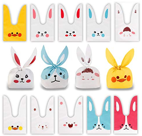 60pcs Schön hasenohren tüten süßigkeiten Kekse und Geschenke, geschenktüten/tüten kindergeburtstag mitgebsel, Flachbeutel für Party Fest Cafe Obsttüte Ostertüte, candy bar zubehör