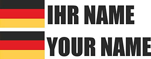 INDIGOS UG - Auto Aufkleber Deutschland - schwarz - Aufkleber selbst gestalten - Ordner, Motorrad, Fahrrad, Wand, Tür, Kühlschrank - 720x144 mm - Flagge Name personalisierte Geschenke