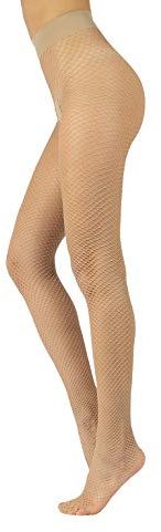 CALZITALY Medias de Rejilla | Pantis con Cintura Baja Natural| S, M, L | Calcetería Italiana | (S) (Natural, S)