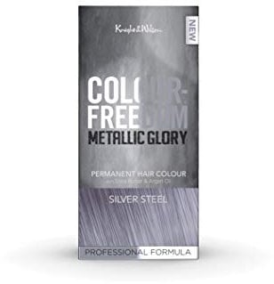 Knight & Wilson Color Freedom Silberstahl-Haarfarbe, permanente Metallic-Haarfarbe, angereichert mit Sheabutter und Arganöl für ultra-glänzendes, gepflegtes Haar, vegan und tierversuchsfrei