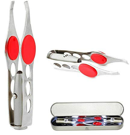 pince a epiler,kitteny Pince à épiler avec lumière,Illuminez les zones sombres avec un éclairage lumineux pour une précision et une précision accrues 2Pcs