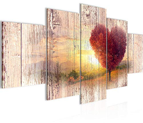 Runa Art L'Automne Ancien Tableau Murale Impression sur Toile Intissee 5 Parties Rechercher Bois Rose Rouge Chambre Salle 606553a