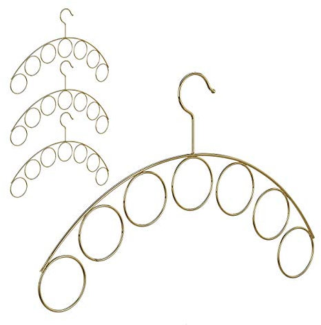 4 x Kleiderbügel, Schalhalter, edles Design, Bügel für Bluse, Schal, Tuch, Accessoires, 3 mm dünn, Metall, Gold